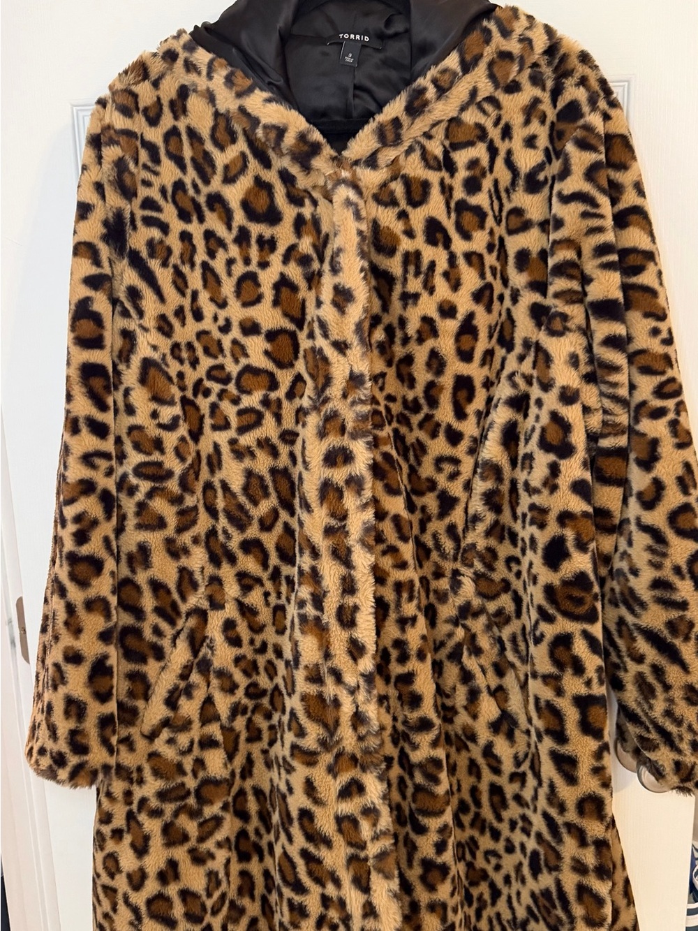 torrid Leopard-Print Faux Fur Teddy Coat in Brown and Black